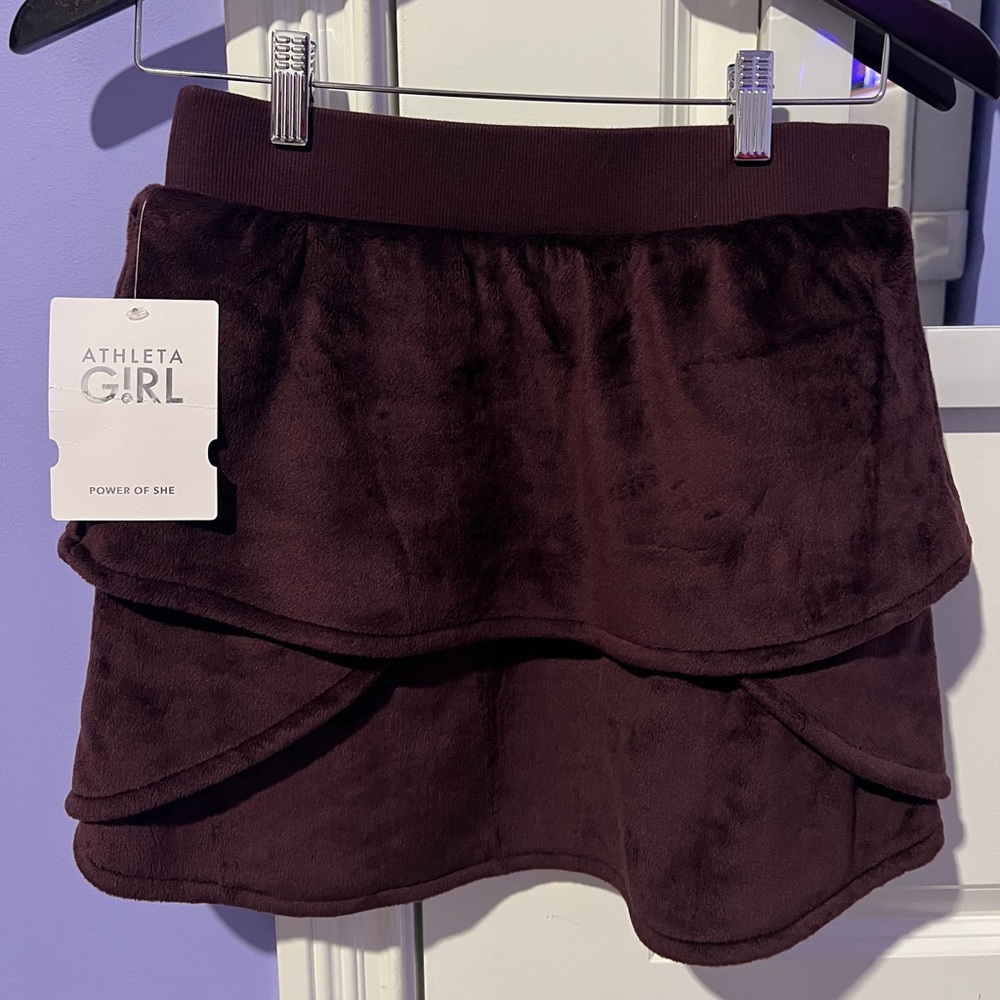 NWT Athleta Girl Dark Plum Velvet Skirt